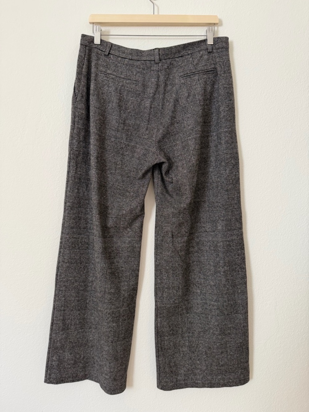 Max Mara Brushed Wide Leg Pants Trousers High Rise Plaid Size 12 Office Academia - Picture 4 of 8